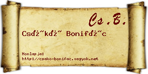 Csákó Bonifác névjegykártya